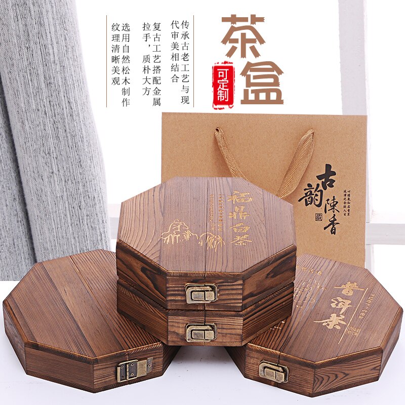 XMT-HOME Grenen Hout Thee Dienblad Voor Puer 357G Houten Opbergdoos Puer Thee Doos 1 Lagen Houten Pallet 1pc
