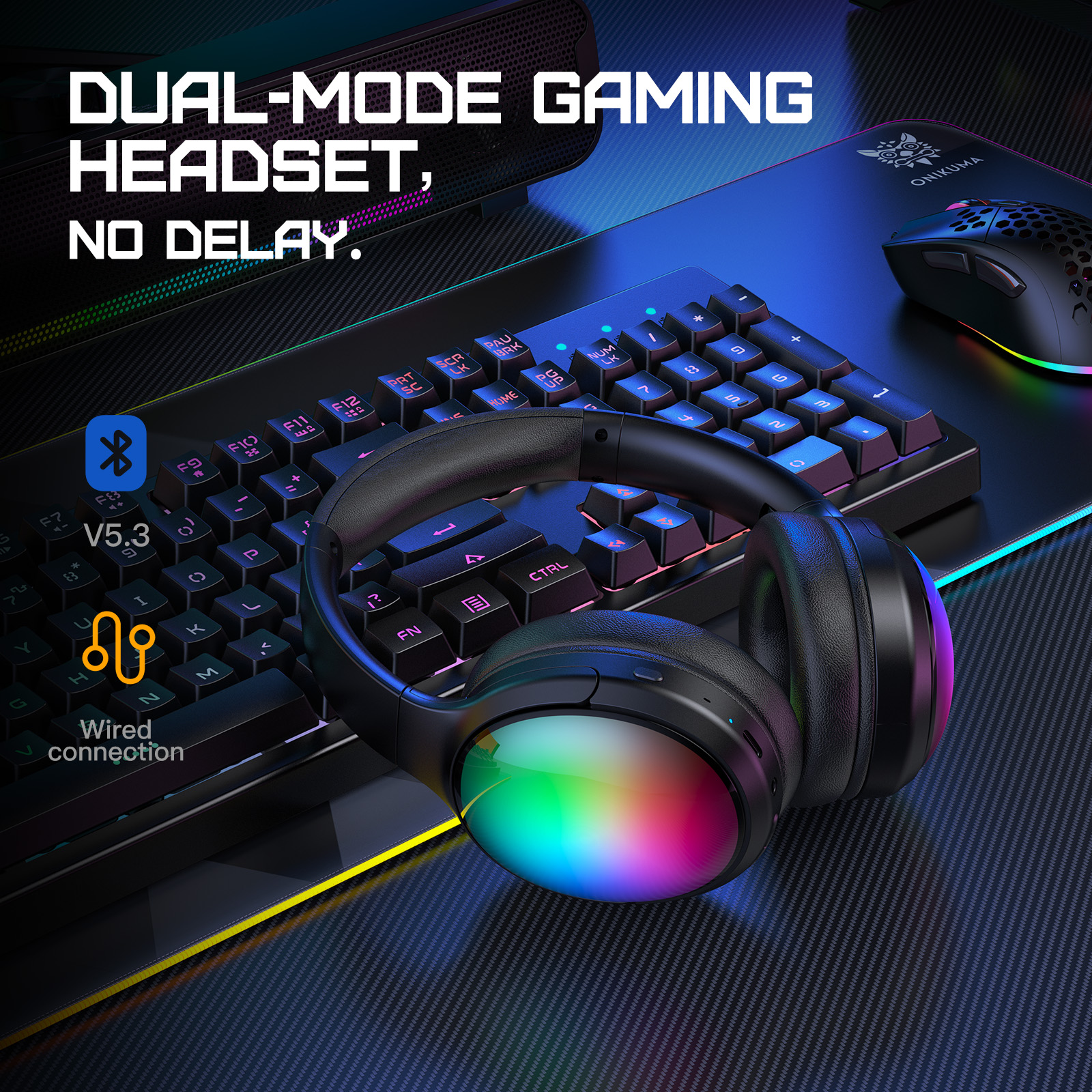 Bezprzewodowe połączenie przewodowe robić gier ONIKUMA Fantom RGB z podwójnym trybem robić gier kompatybilne z XBOX PS4