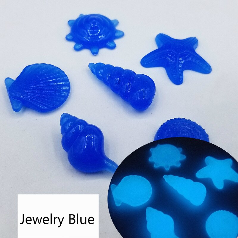 80 PCS Luminous Artificial Stones Glow in the Dark Starfish Shell Pebbles Garden Pathway Decoration Noctilucent Pebbles For Yard: Jewelry Blue