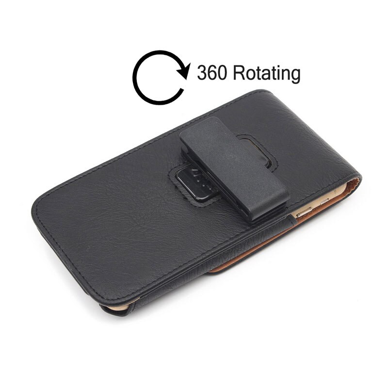 Yiang heuptas heren pu leer litchi patroon 360 flip mobiele telefoon tas heuptas retro riemclip tas leren riemtas zwart