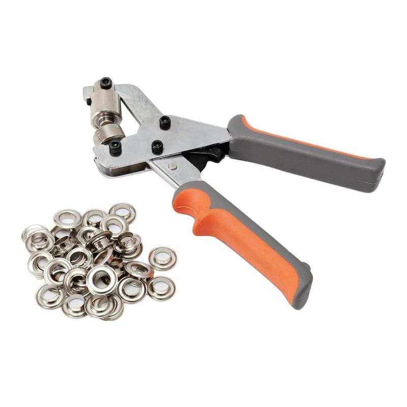 Hand Press Grommet Button Eyelet Tool with 500pc Grommet Eyelets Household Pincer Setter Banner for Cloth Shoe Bag Canvas Eyelet