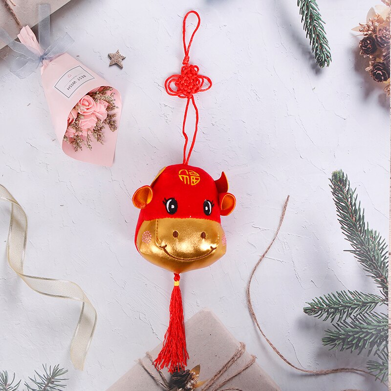 1PC nouvel an taureau en peluche jouet veau poupée vache en peluche pendentif avec ventouse pour enfants enfants