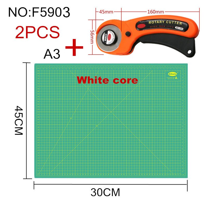 Art Self Healing PVC Cutting Mat, Double Sided, Gridded Rotary Cutting Board for DIY Craft, Fabric,Sewing, Scrapbooking Project: F5903 2PCS A3 45