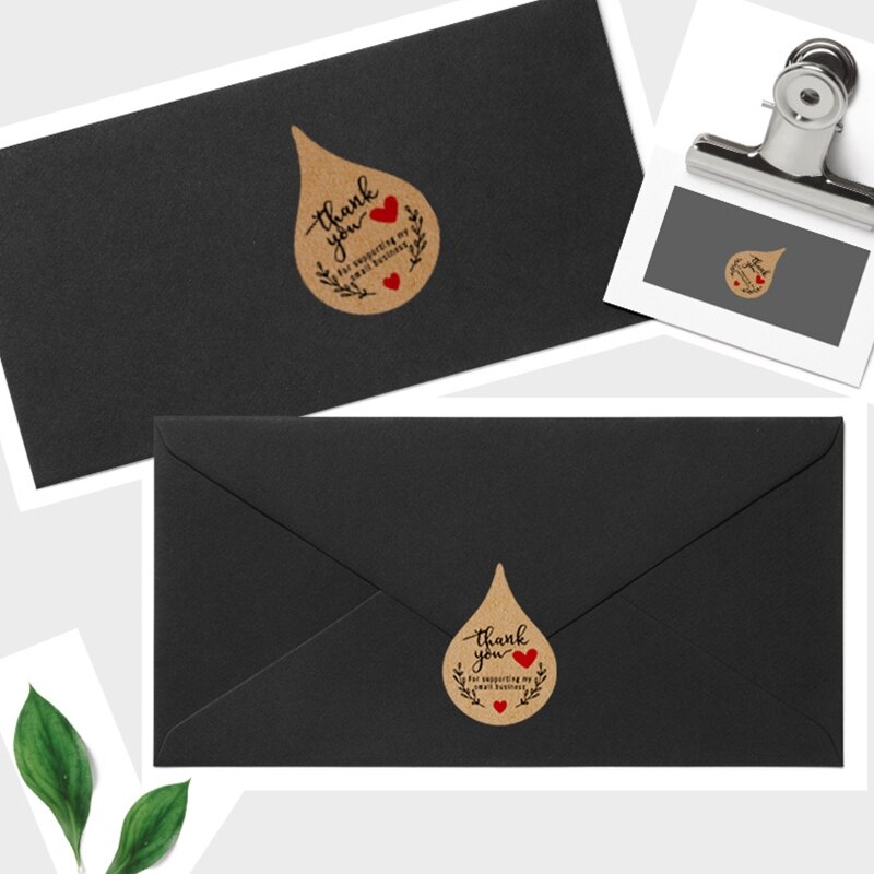 Water Shape "Thank you" Christmas Label Stickers Craft Stationery Adhesive Sealing Baking Paper Decals Label Home