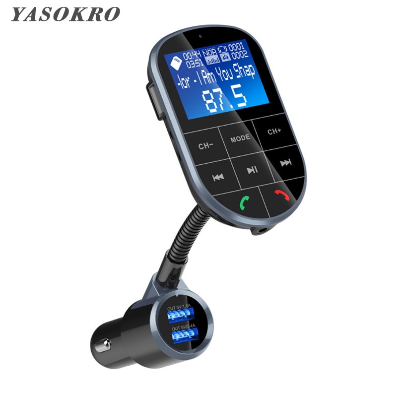 Handsfree Draadloze Bluetooth Fm-zender + Aux Modulator Carkit MP3 Speler Tf Sd Lcd Display Dual Usb Autolader