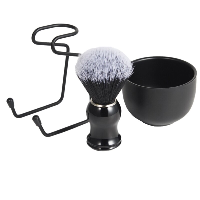 1Set 3Pcs Black Shaving Brush Holder Support Men&#39;s Shaving Brush Beard Brush Shaving Tool