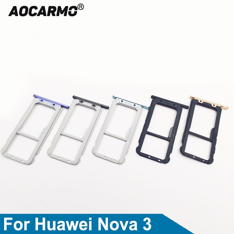 Aocarmo Voor Huawei Nova 3 Nano Sim Card Tray Microsd Slot Houder Vervanging Deel