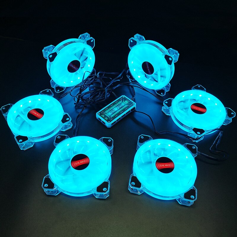COOLMOON Computer Chassis Cooling Fan, 12cm Chassis Fan RGB Mute Computer Chassis Cooling Fan CPU Chassis Fan(5PCS)