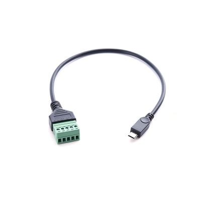 Micro USB 5 Pin 2.0 Male to 5 Pin Screw with Shield Solderless Terminal Plug Adapter Connector Cable Lead