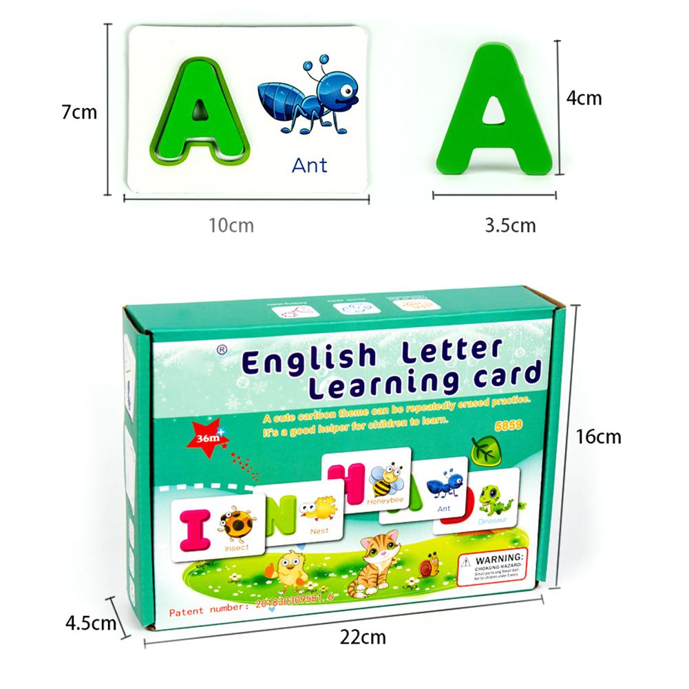 Wooden English Alphabet Puzzle Flashcard with Pen Education Kids Toy Toddler Early Cognition Puzzle Toys Kid