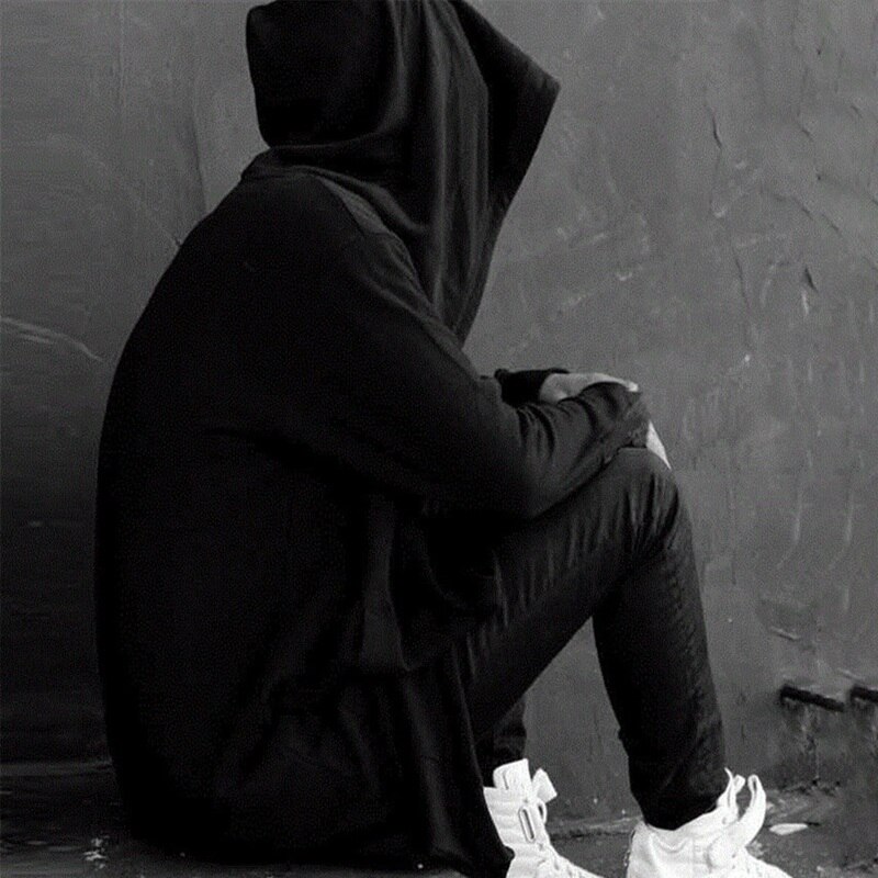 LOVZON hombres sudaderas con capucha con vestido negro Hip Hop manto sudaderas con capucha chaqueta de largo manto de mangas Hombre Abrigos y prendas de vestir