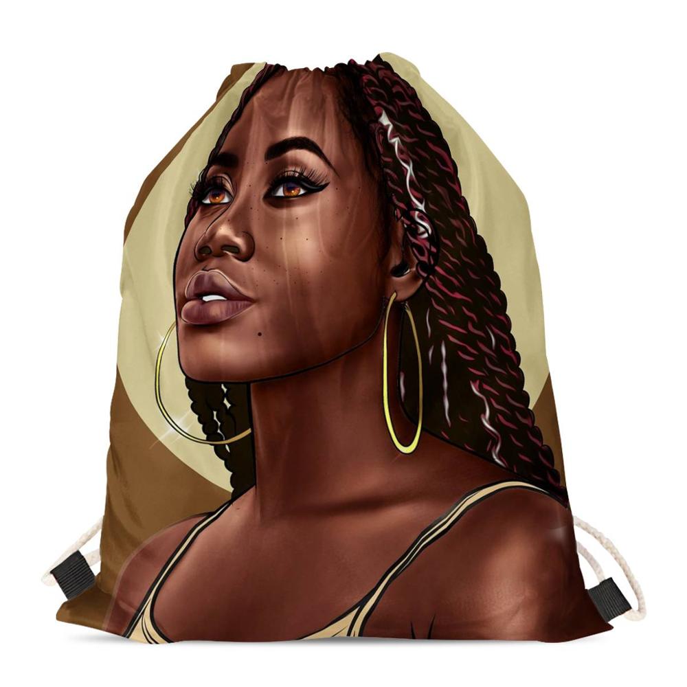 Hycool sporttas voor meisjes ananas afrikaans zwart meisjespatroon dames trekkoordtassen kinderen mini rugzak strand koordtasje: Hbc 191257 z 3