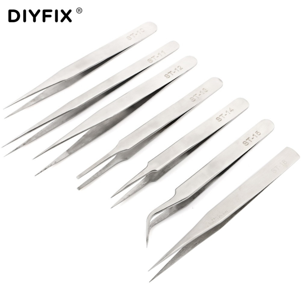 Diyfix tarkkuuselektroniset pinsetit puristustyyppi ruostumaton teräs antistaattinen juotos apu korjaus poiminta asennustyökalut