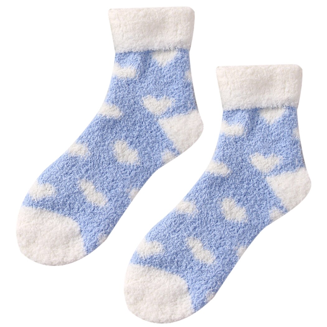 Candy Warm Lady Heart Cute Winter Kawaii Thick Casual Women Socks Fuzzy Fluffy Terry Warm Socks Short Cute Cotton Socks Female: Blue