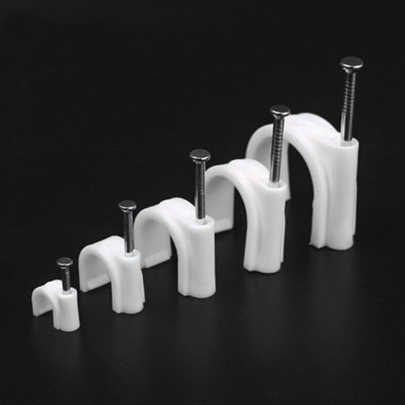100 pcs 4/5/6/7/8/9/10/12mm Cable Steel Nail Line Card Card Wire Line Circular Cable Clips Trough Wire Fixing