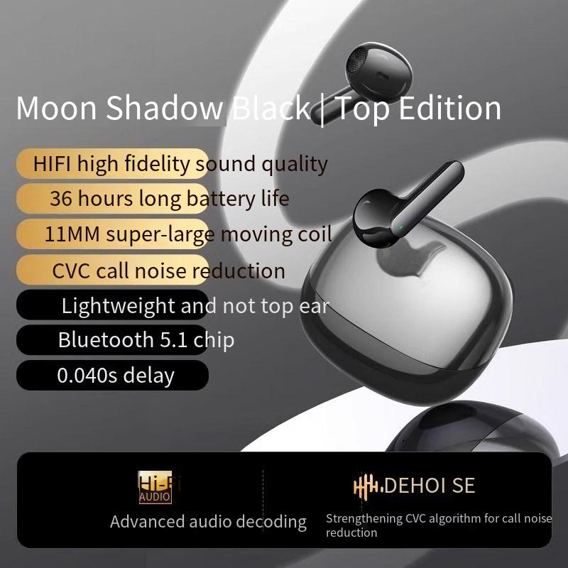 Bluetooth-oortelefoon 2025, ZGB-021 draadloze semi-in-ear ruisonderdrukking, ultralange batterijduur, hoge batterijduur: Black