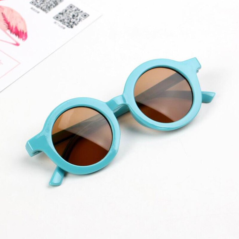 Gafas de sol con forma redonda para niños y niñas, anteojos de sol infantiles bonitos con de dibujos animados, gafas de sol redondas de estilo urbano, gafas de bebé: Azul