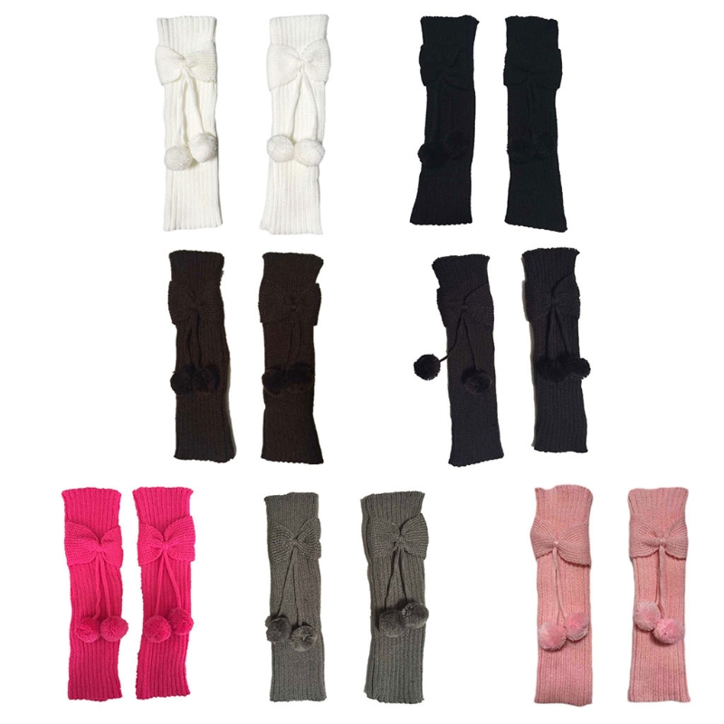 Scaldamuscoli Bowknot per bambini in tinta unita autunno inverno con calze lunghe lavorate a maglia calze per stivali