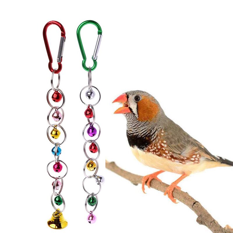 Parrot Bell Toy Funny Colorful Bird Bell Hanging Swing Chain Birds Toy Chewing Bell Bird Cage Accessories Pet Supplies