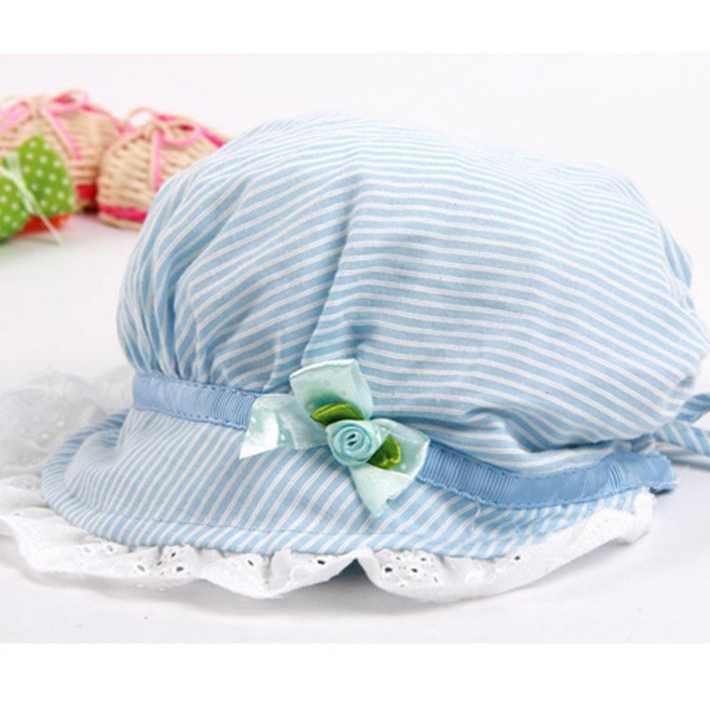 Chapeau en dentelle pour bébés filles | Chapeau avec fleur ajourée, seau ajouré, chapeau de plage pour enfants, accessoires pour bébés et -né: Style 2 Blue