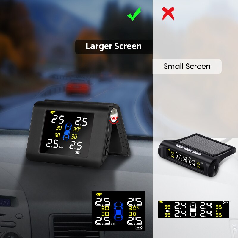 JMCQ TPMS Solar- Energie Reifen Druck Überwachung System mit 4 Sensoren LCD Echt-zeit Anzeige Auto Reifen Druck Auto Alarm System