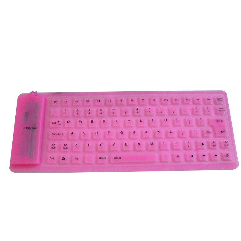85- toetsen opvouwbaar usb mini-mute toetsenbord waterdicht siliconen draagbaar bedraad engels toetsenbord voor laptop pc buiten kantoorwerk: Roze