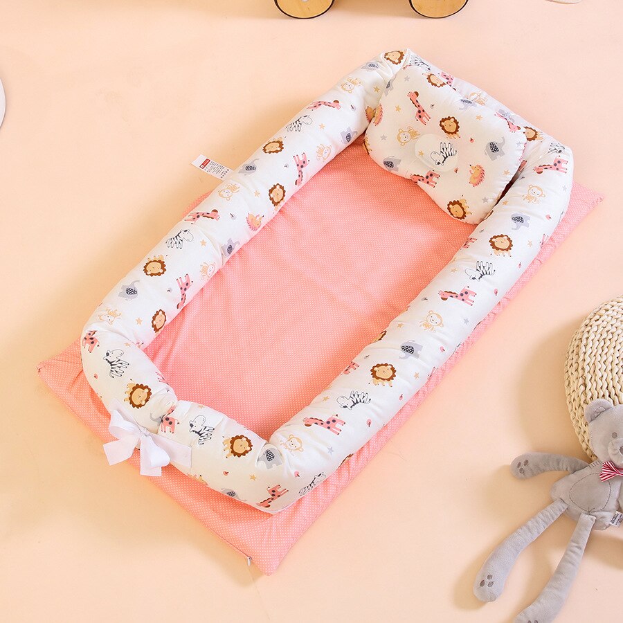 Portable Travel Baby Crib Removable Washable Kids Bed Multifunction Nursling Outdoor Toddler Nest: lion baby powder