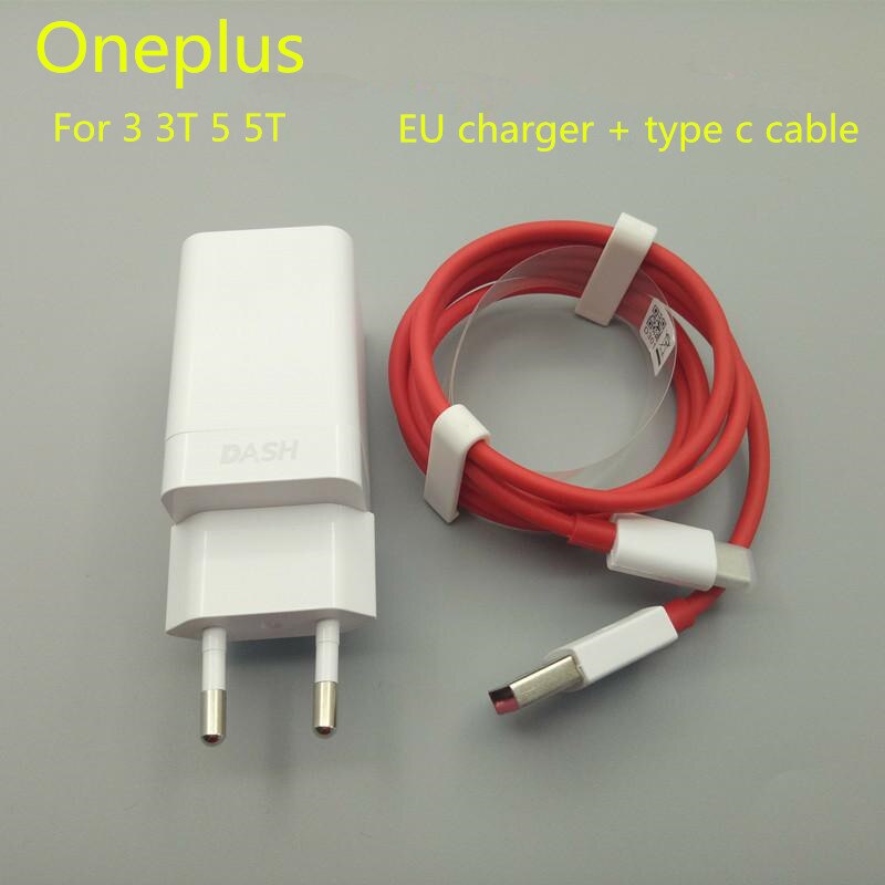 Original Oneplus EU US UK Dash Charger 5V/4A Adapter 100cm Round Fast Charging USB Type C Cable For One plus 1+ 6T 5T 3T 6 5 3: EU and Cable