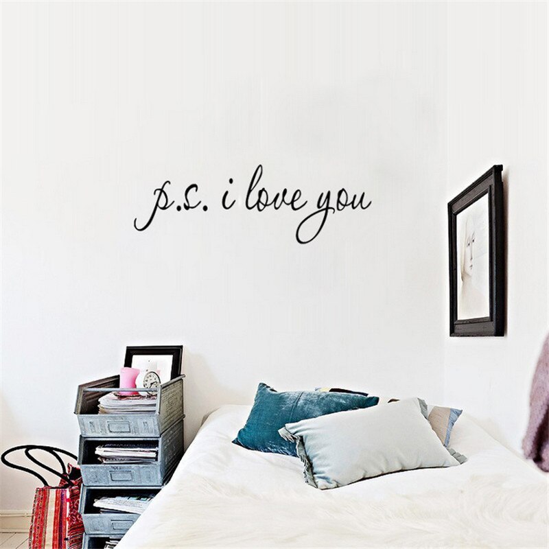 58*15cm PS I Love You Wall Art Decal Home Decor Famous & Inspirational Quotes Living Room Bedroom Removable Wall Stickers 8017