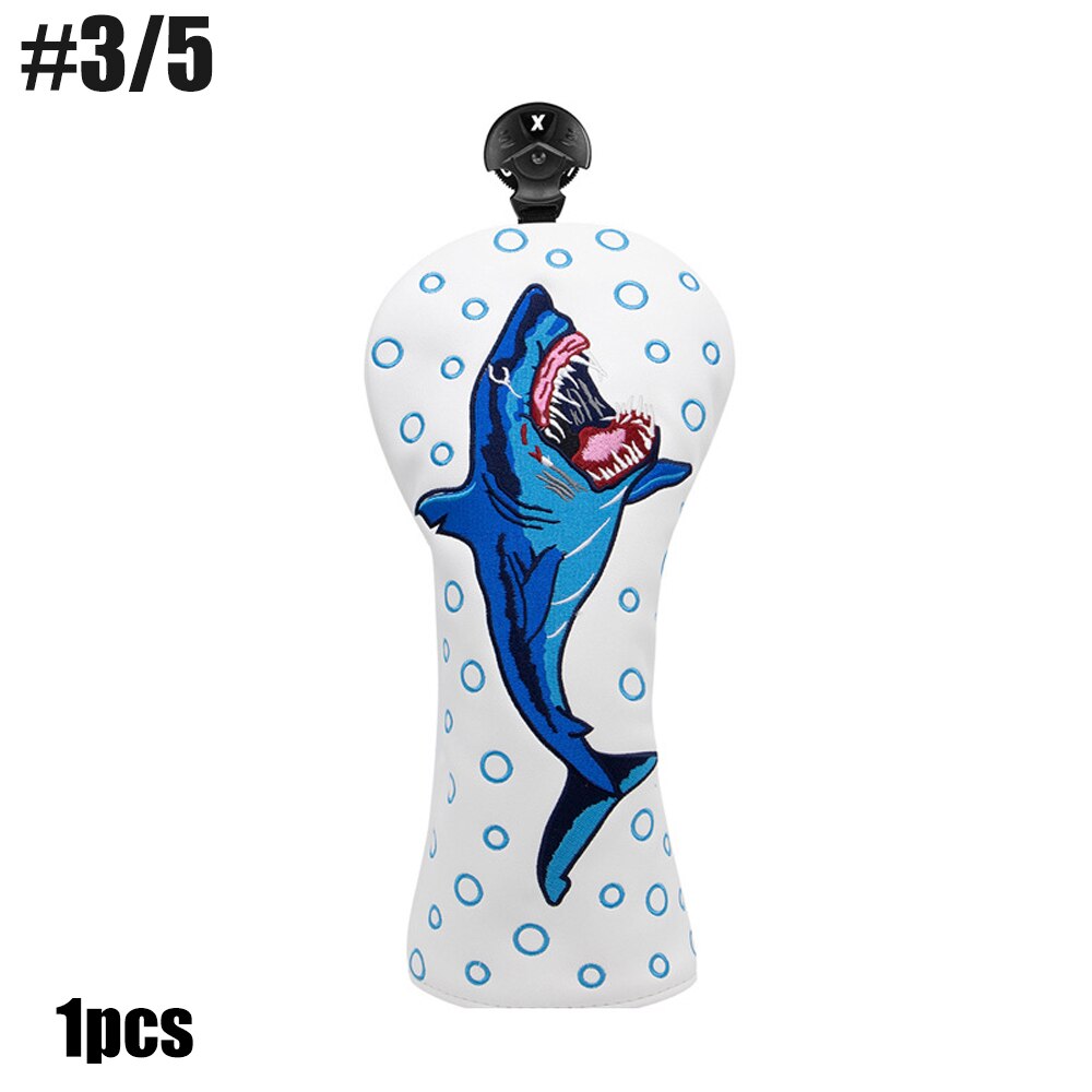 Big Shark Golf Driver Head Covers,1 Wood Driver Head Cover,Golf Wood Headcovers-Leather Durable Easy on Off Golf Club Protective: 3 5