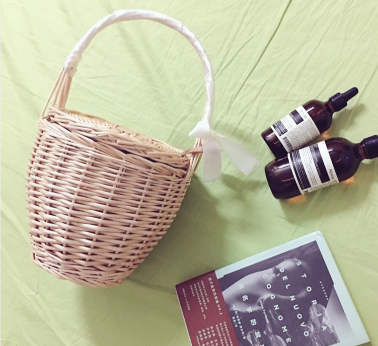 Handmade Rattan Women Handbags Garden Vegetables Bags Bohemian Woven Bamboo Bag Totes Lady Handbags Beach Treval Sac