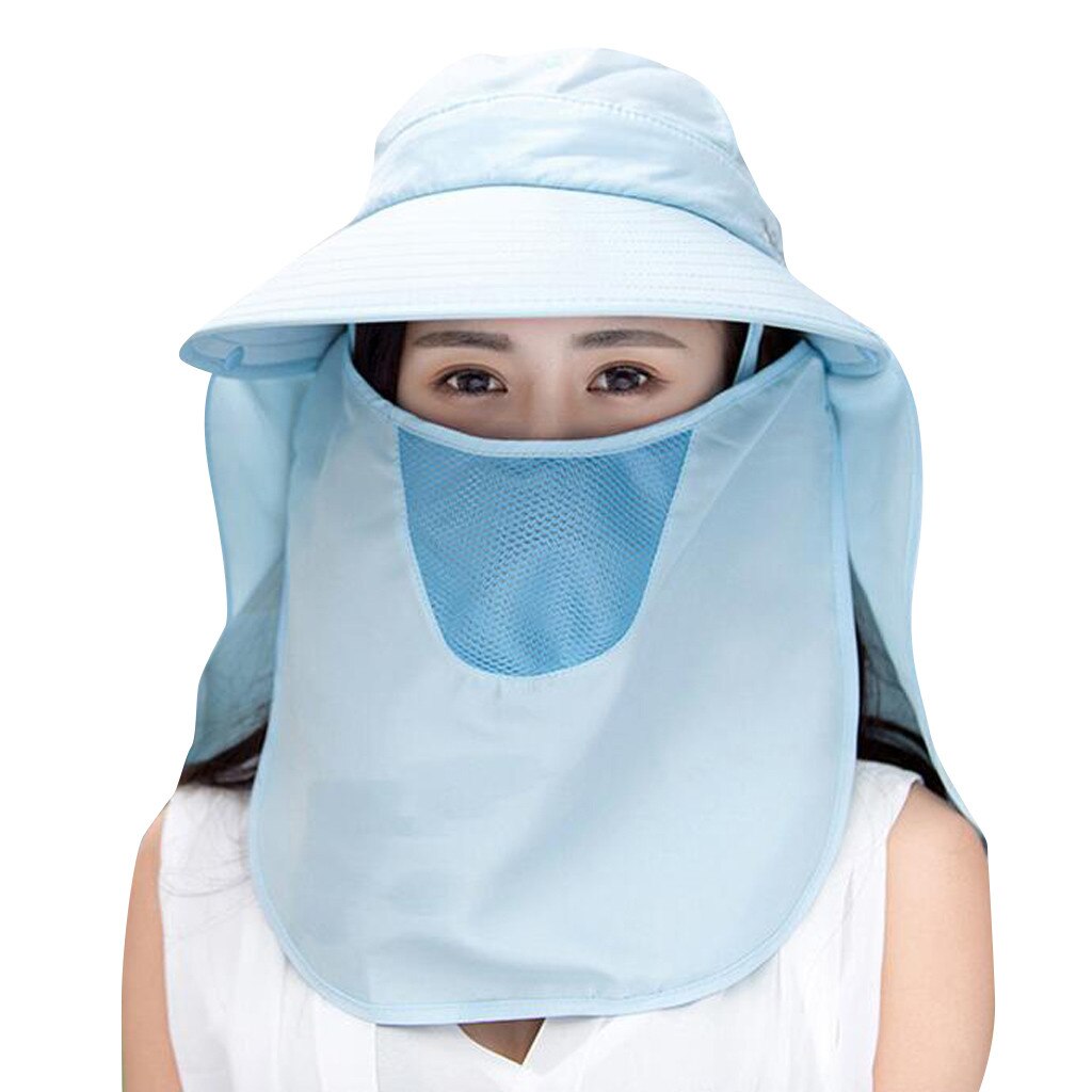 Double Layer Women Sun Hat Fishing Cap Outdoor Cap Hiking Hat Camping Visor Hat Protection Face Neck Cover Sun UV Protect Cap: Blue 