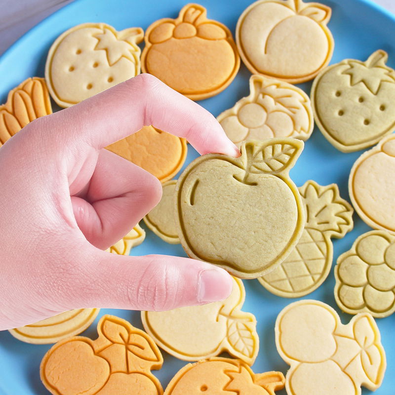 Moule à biscuits en plastique 3D, 6 pièces/ensemble, mignon, coupe-biscuits aux fruits, outils de cuisson, fête, artisanat du sucre, moule de cuisine