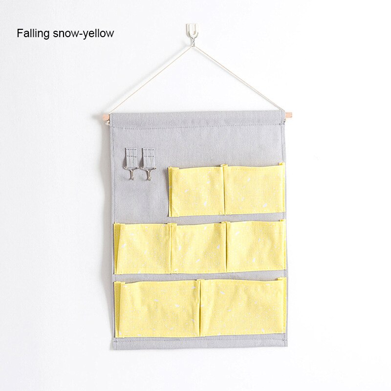 7 Pockets Over The Door Organizer Wall Closet Hanging Storage Bag Multilayer Linen Fabric Pouch Debris Organizer Bag Storage: 08