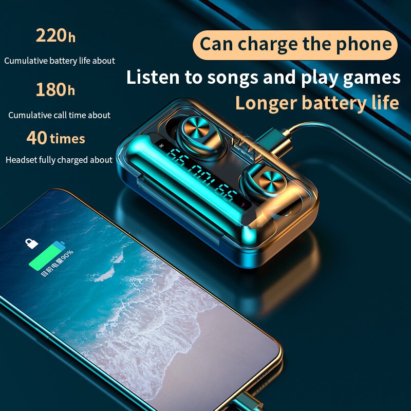 F9 Tws Bluetooth Oortelefoon 5.0 Opladen Doos Waterdichte Draadloze Hoofdtelefoon 8D Stereo Sport Oordopjes Microphoe Voor Smart Telefoon