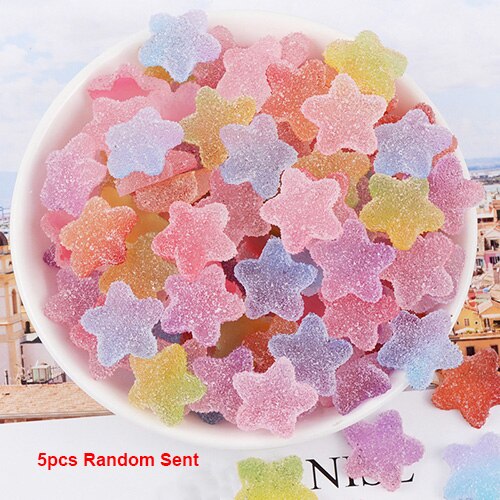 Boxi5pcs/10 Stks/pak Slime Charms Resin Star Additieven Benodigdheden Diy Kit Filler Decor Voor Pluizige Clear Cloud Slime Klei: 5pcs Random Sent