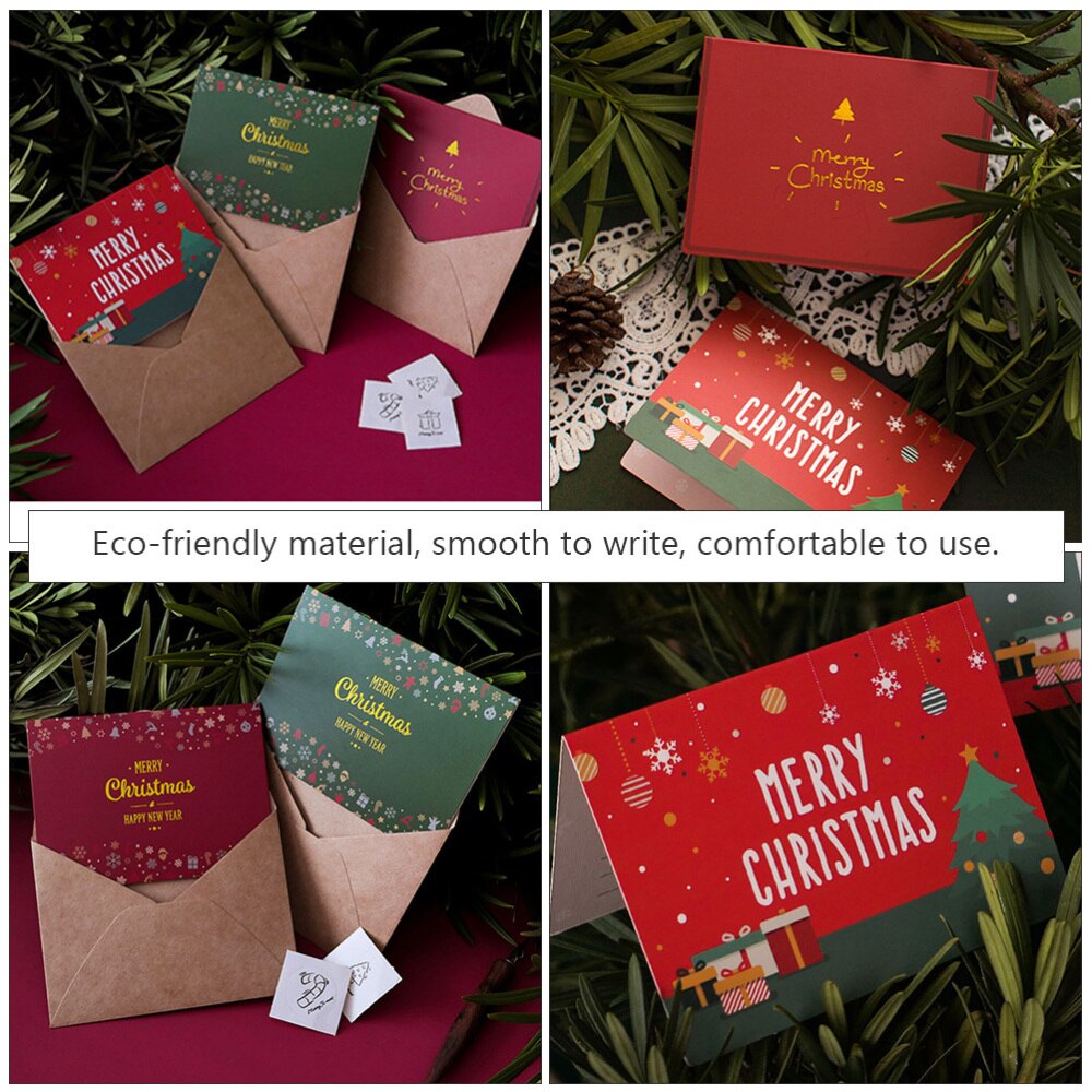 12 Pcs Retro Christmas Greeting Cards Printed Merry Christmas Blessing Christmas