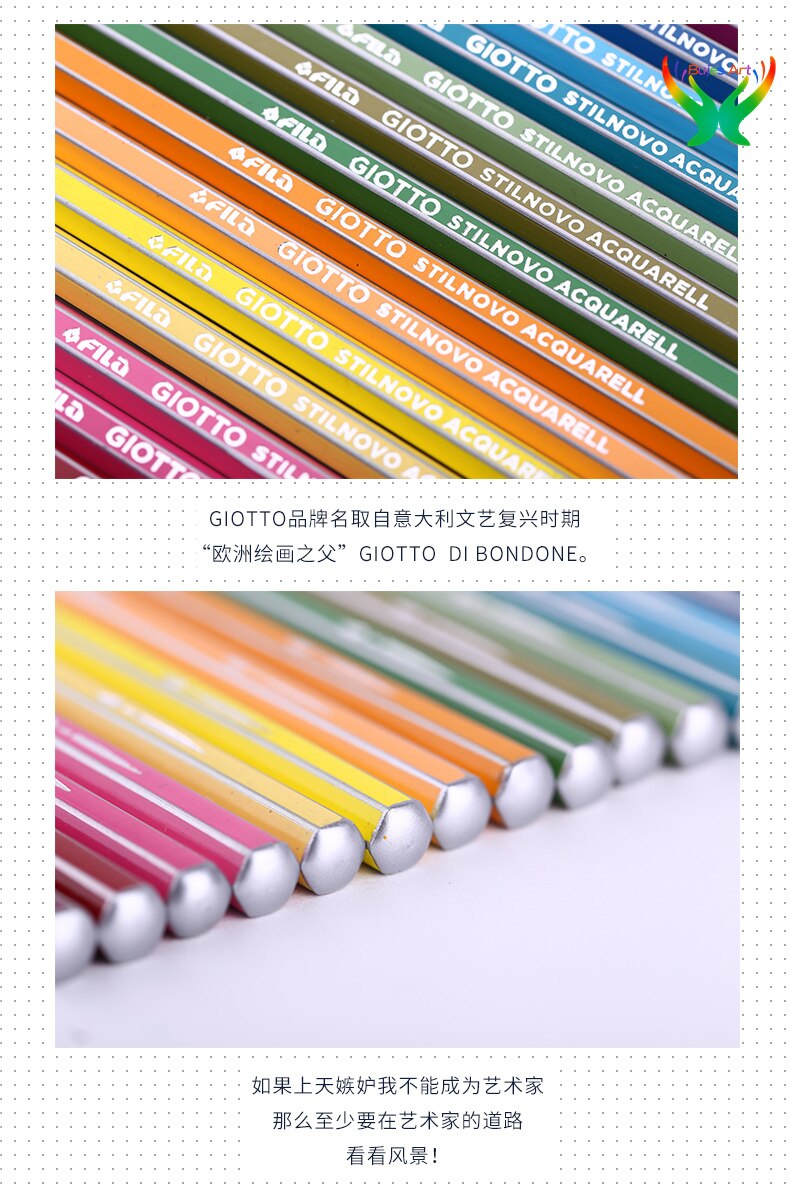GIOTTO Stilnovo – 12 Crayons De Couleur Aquarellables – Mine 3,3 Mm, Corps Hexagonal, Bois Durable – Cadeau Créatif