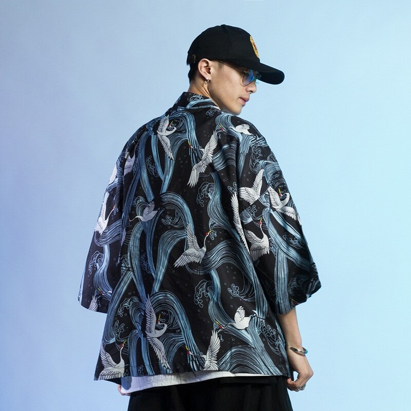 Japanse Kimono Man Yukata Haori Vest Mannen Samurai Kleding Kimono Jas Heren Kimono Streetwear Mannen Japanse Blouse Shirt
