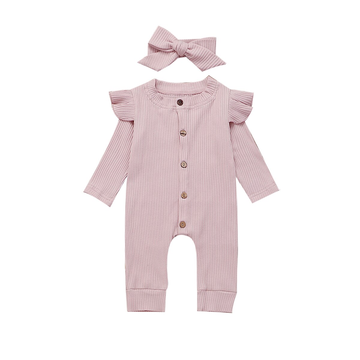 Pudcoco us stock 2 pçs bebê menina menino algodão roupas fora do ombro de malha macacão manga longa macacão sólido algodão sunsuit outfit: C / 24 m
