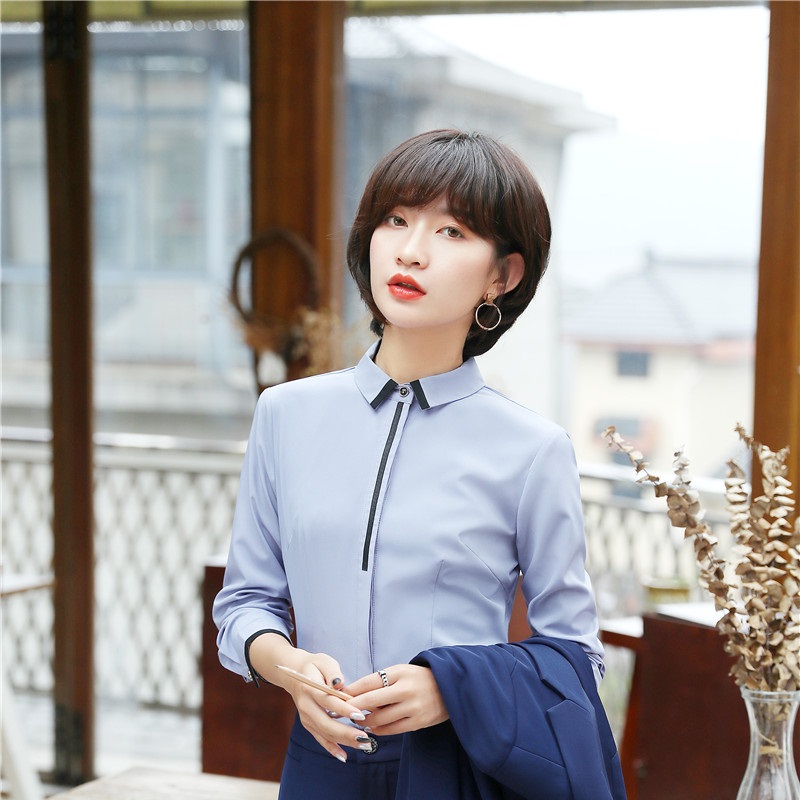 Uniform Styles White Long Sleeve Spring Fall Blouses & Shirts For Business Women Office Work Wear Blouse Female Tops