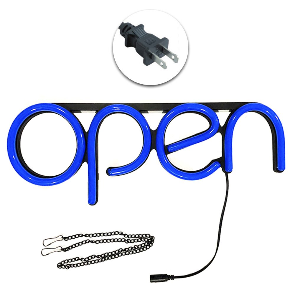 Restaurant Door Visual Neon Light Led Wall Sign Lamp Store Decorative Hanging Chain Open Ultra Bright Window Displaying Artwork: Blue US