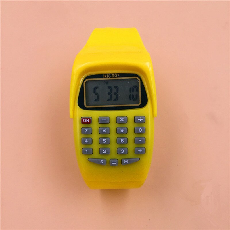 LED Calculator Watch Electronic Digital Chronograph Computer Kids Children Boys Girls Sport Rubber Wrist Watches: B