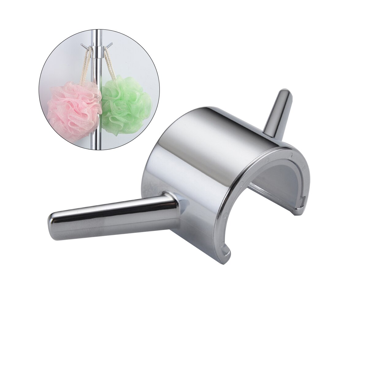 Shower Rod Towel Hook Shower Pole Hook for Towel Hook Bathrobe and Loofah Electroplating Finish