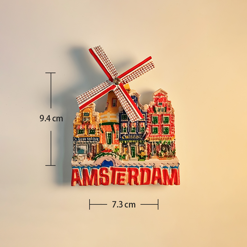 Holland,Amsterdam, Windmolen, 3d Stereoscopisch, Toeristische Souvenirs, Handgeschilderd, Decoratie Huis, Koelkast Magneten