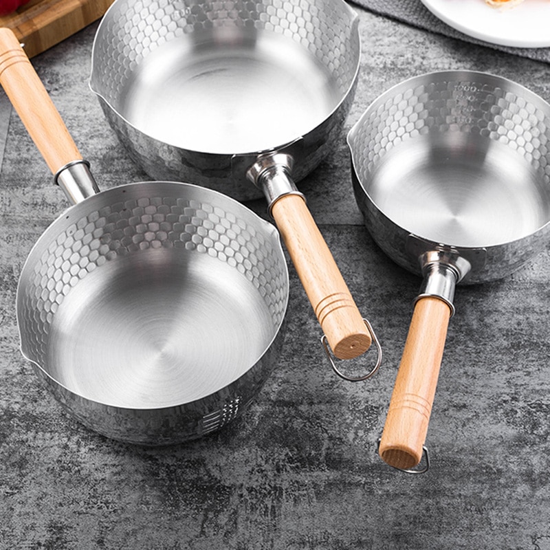 Japanese-style aluminum snow pan, thickened double bottom small milk pot, noodle pot, soup pot, general purpose pot for inductio