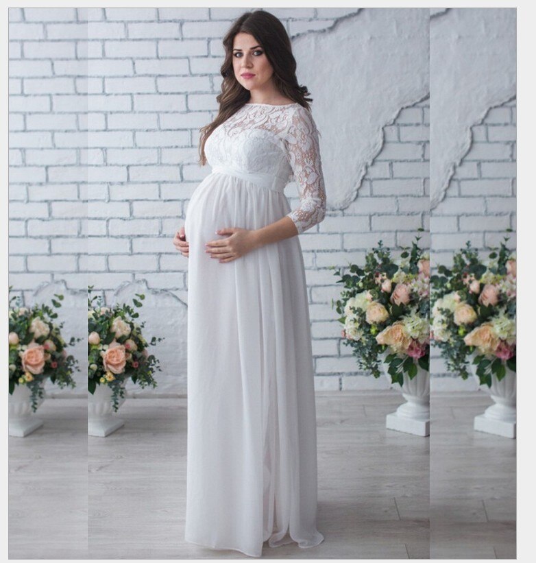 Raskaana oleva hääpuku linja o niska pitkähihainen pitsi pitkä boho -hääpuvut ranta morsiamen puvut robe de mariee: 8