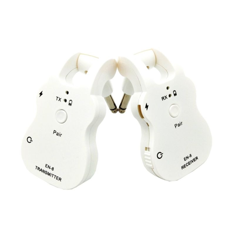 Micro guitare 2.4GHZ sans fil intégré Rechargeable Plug-and-play récepteur émetteur numérique pour guitares électriques basse, blanc