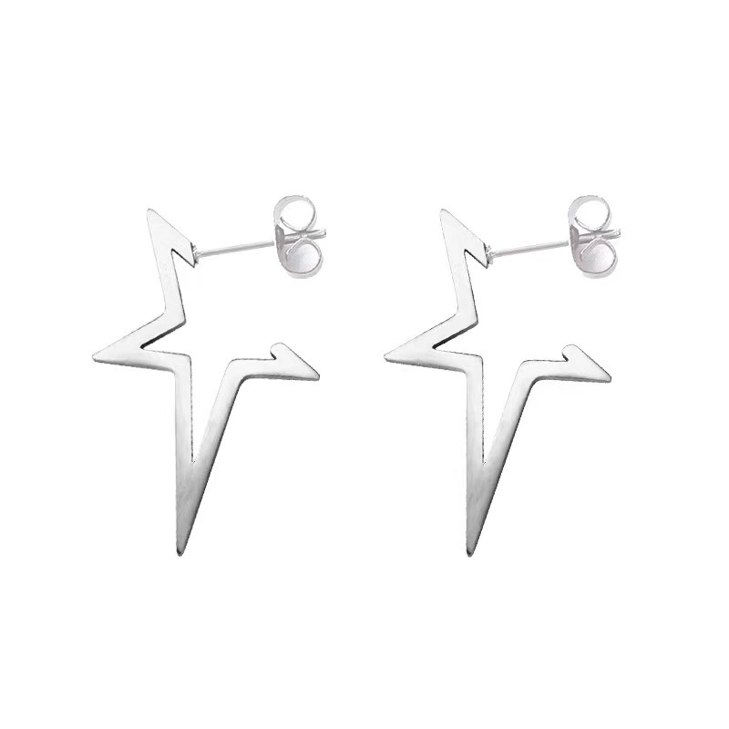 Pendiente de estrella grande Punk Harajuku para mujer, pendiente con pentagrama de Metal alienígena ahuecado Irregular, joyería Y2K de tendencia para chica guay,