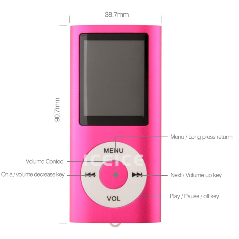 ICEICE 1.8 inch mp3 speler 16GB 32GB muziekspeler met fm radio video speler E-book speler MP3 met micro SD Card hifi MP 3 mp-3